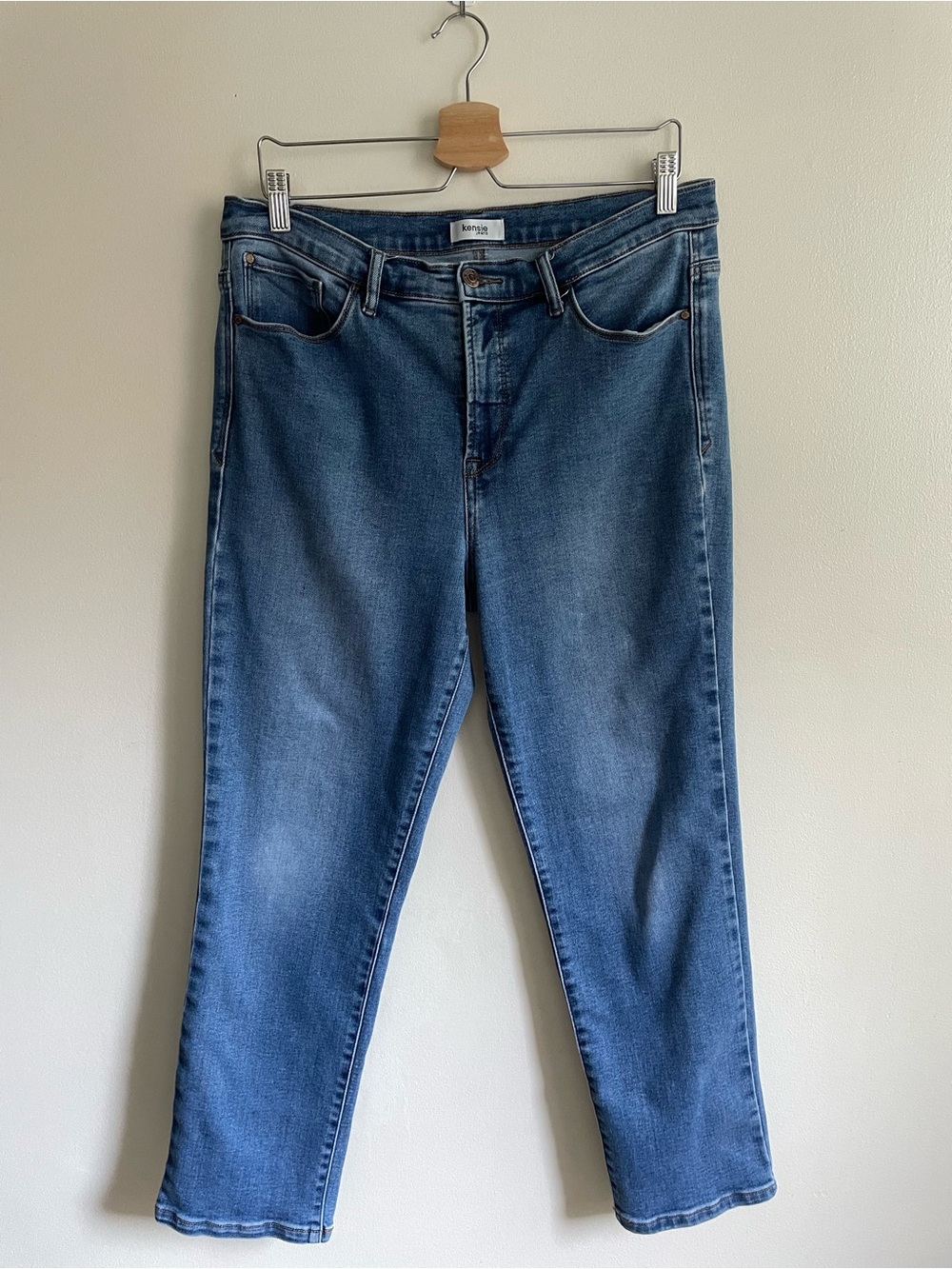 Kensie Jeans Slim Straight Stretch Denim Blue Mid Rise Size 12